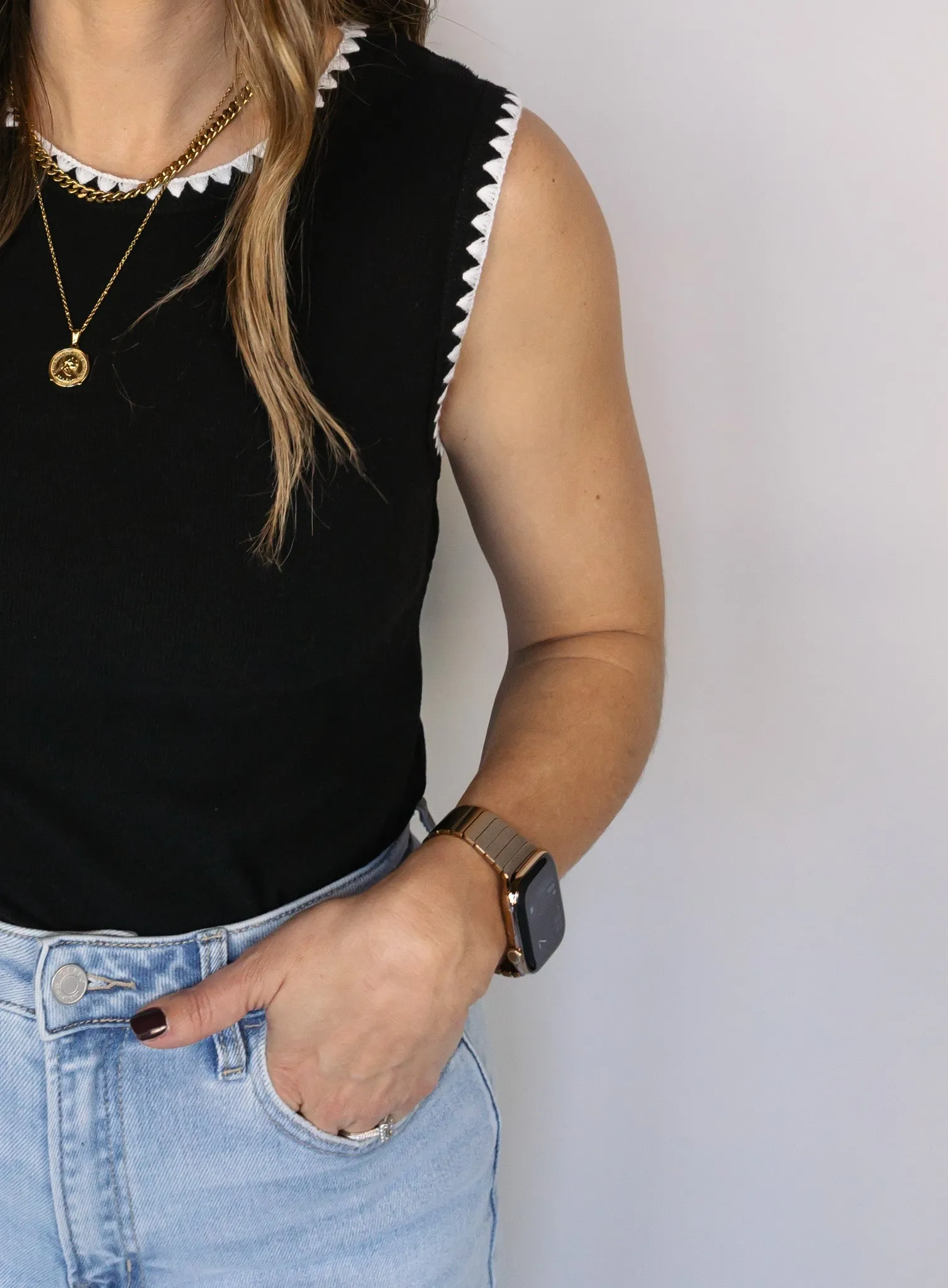 Mason Stitched Hem Tank - Black - Final Sale