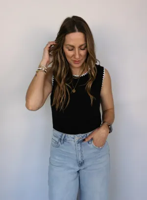 Mason Stitched Hem Tank - Black - Final Sale
