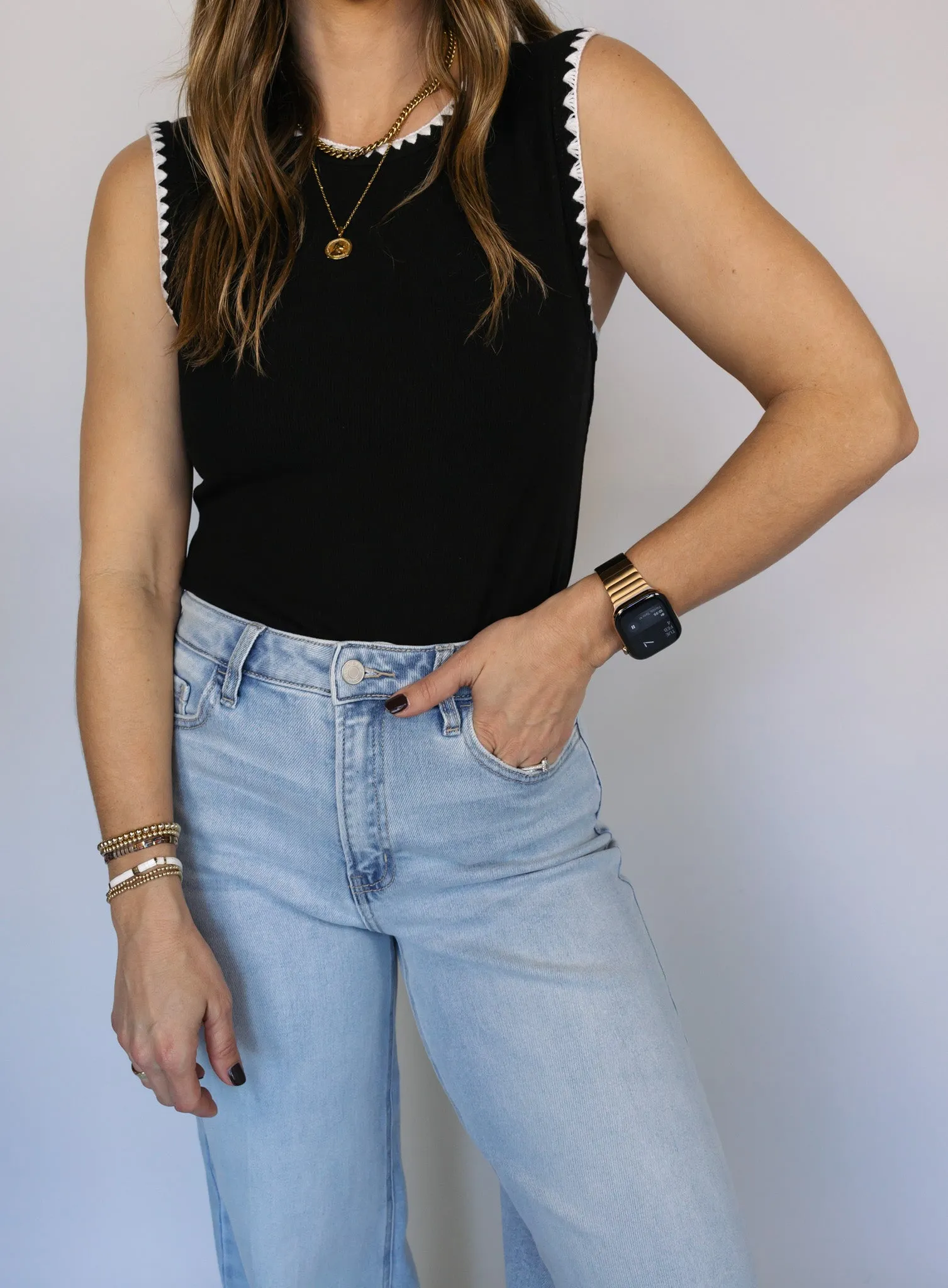 Mason Stitched Hem Tank - Black - Final Sale