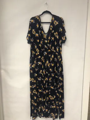 Outlet 6298 - Latched Mama V-Neck Nursing Jumpsuit - Canary Blooms - 3X