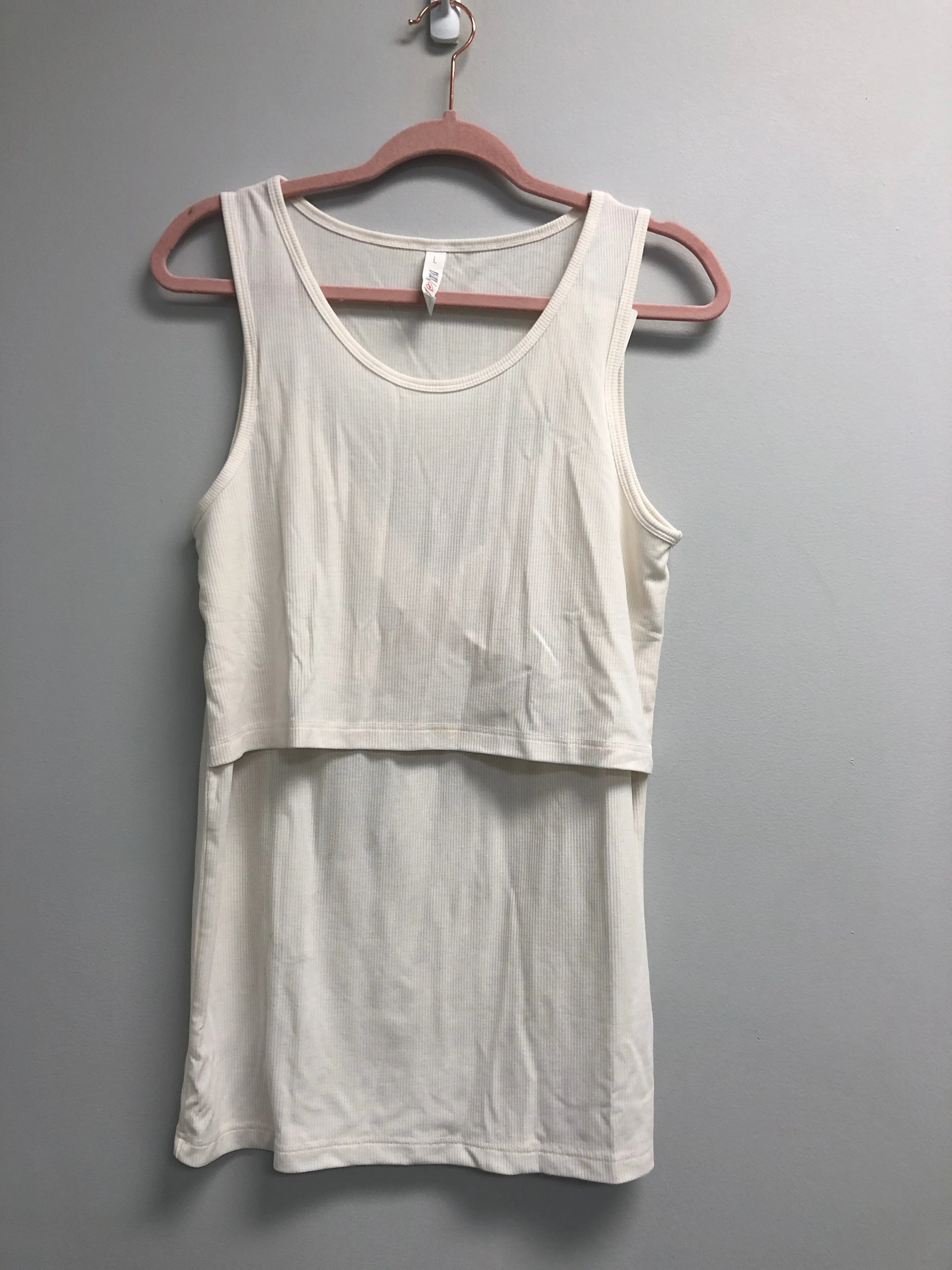 Outlet 7043 - Latched Mama Ribbed Nursing Tank - White - Large