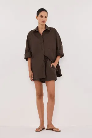 RHEA BITTER CHOC OVERSIZED COTTON SHIRT