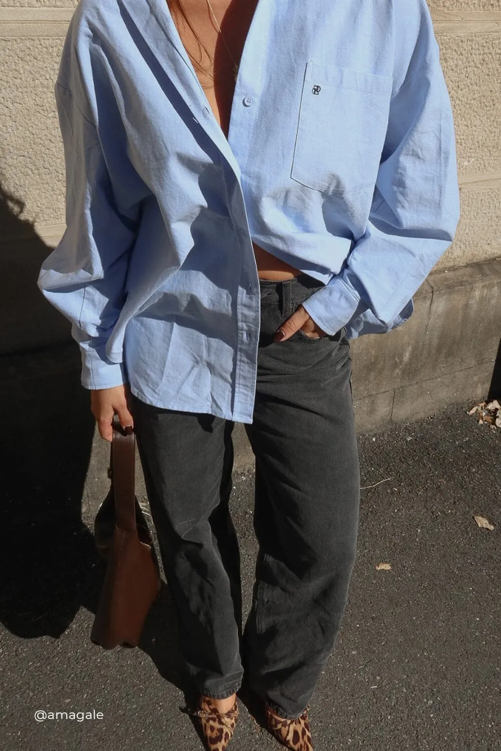 RHEA BLUE OVERSIZED COTTON SHIRT