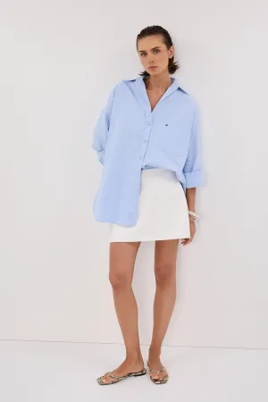 RHEA BLUE OVERSIZED COTTON SHIRT