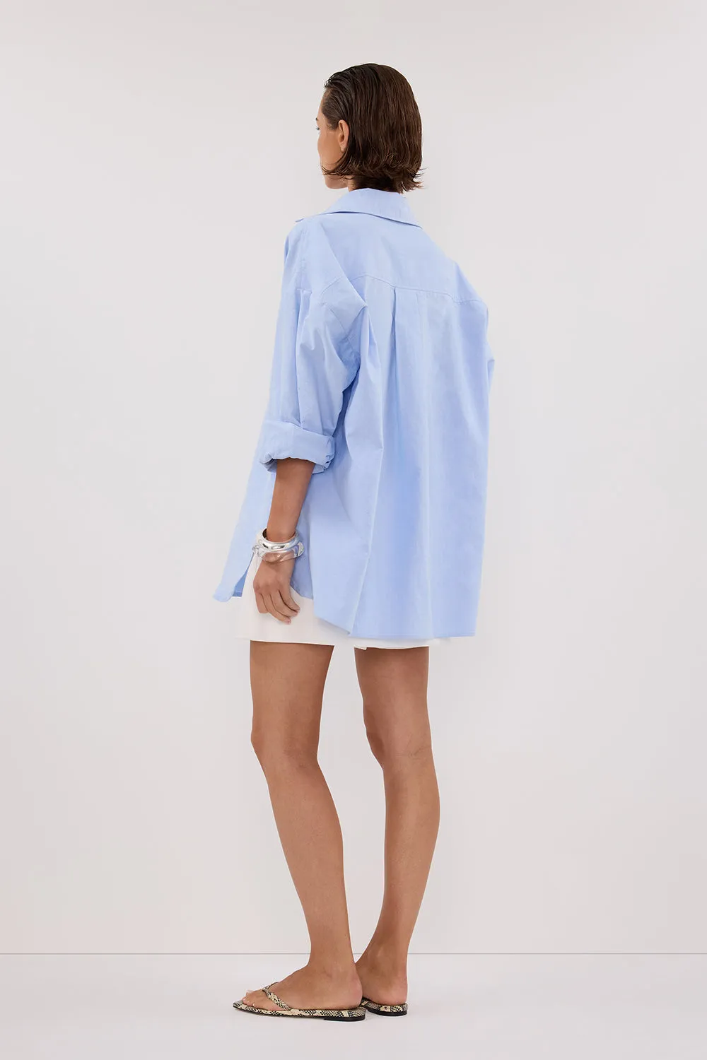 RHEA BLUE OVERSIZED COTTON SHIRT
