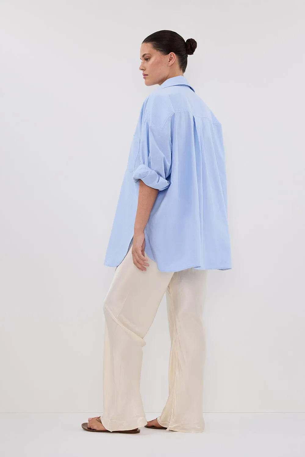 RHEA BLUE OVERSIZED COTTON SHIRT
