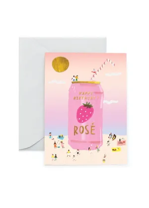 Rosé On The Beach Birthday Card