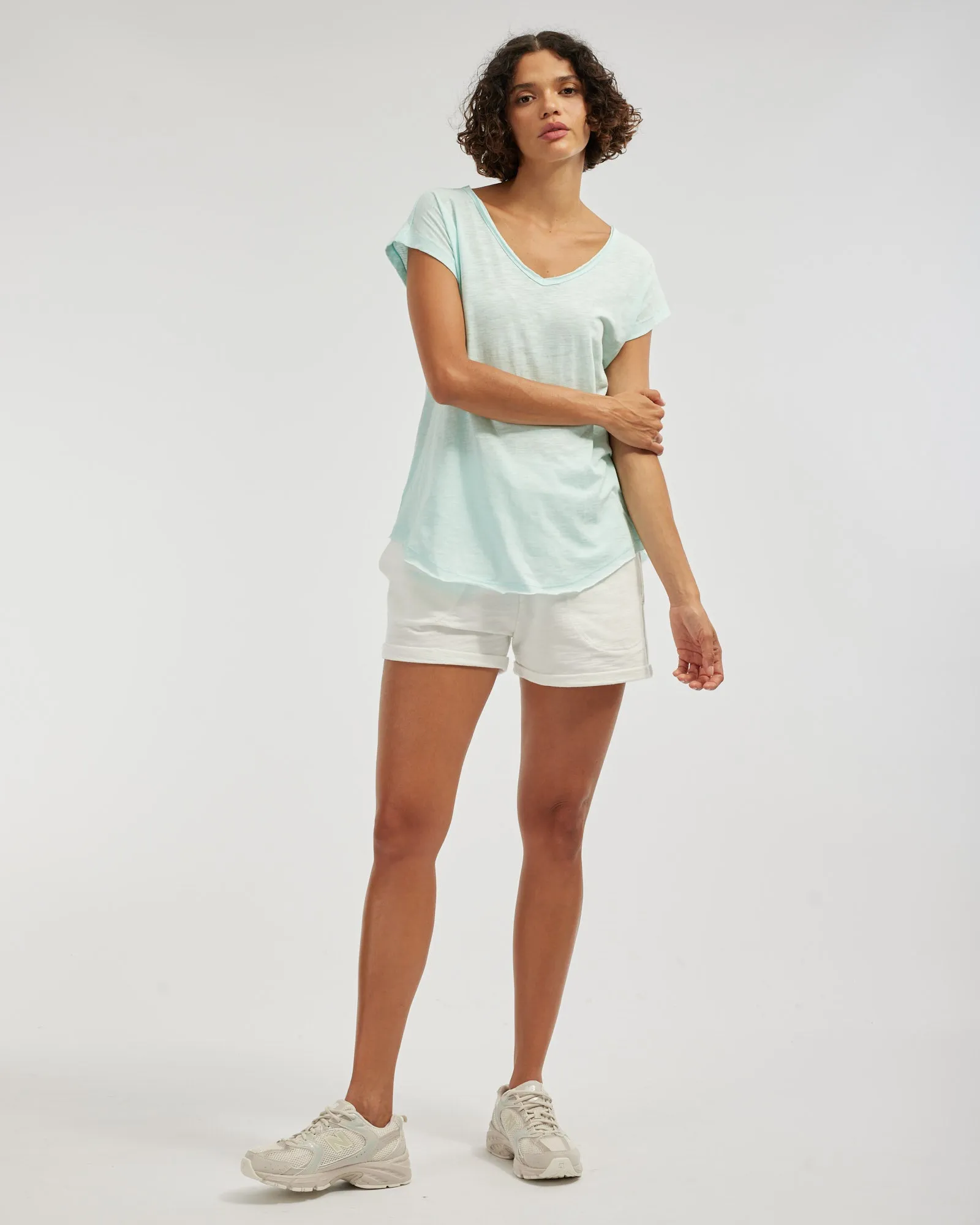 Sadie V Neck Tee - Sky Blue
