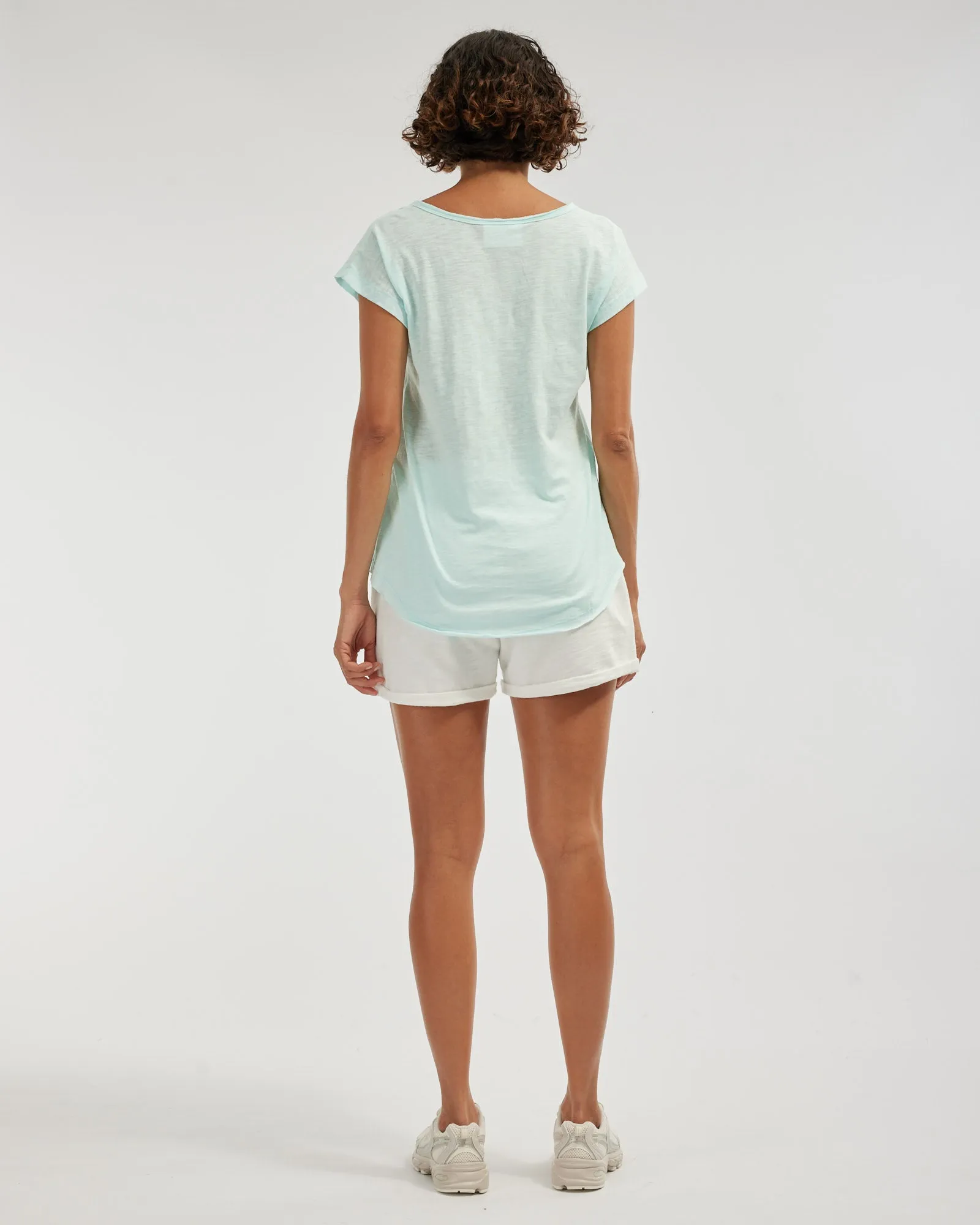 Sadie V Neck Tee - Sky Blue