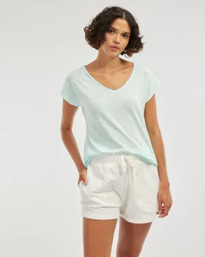 Sadie V Neck Tee - Sky Blue