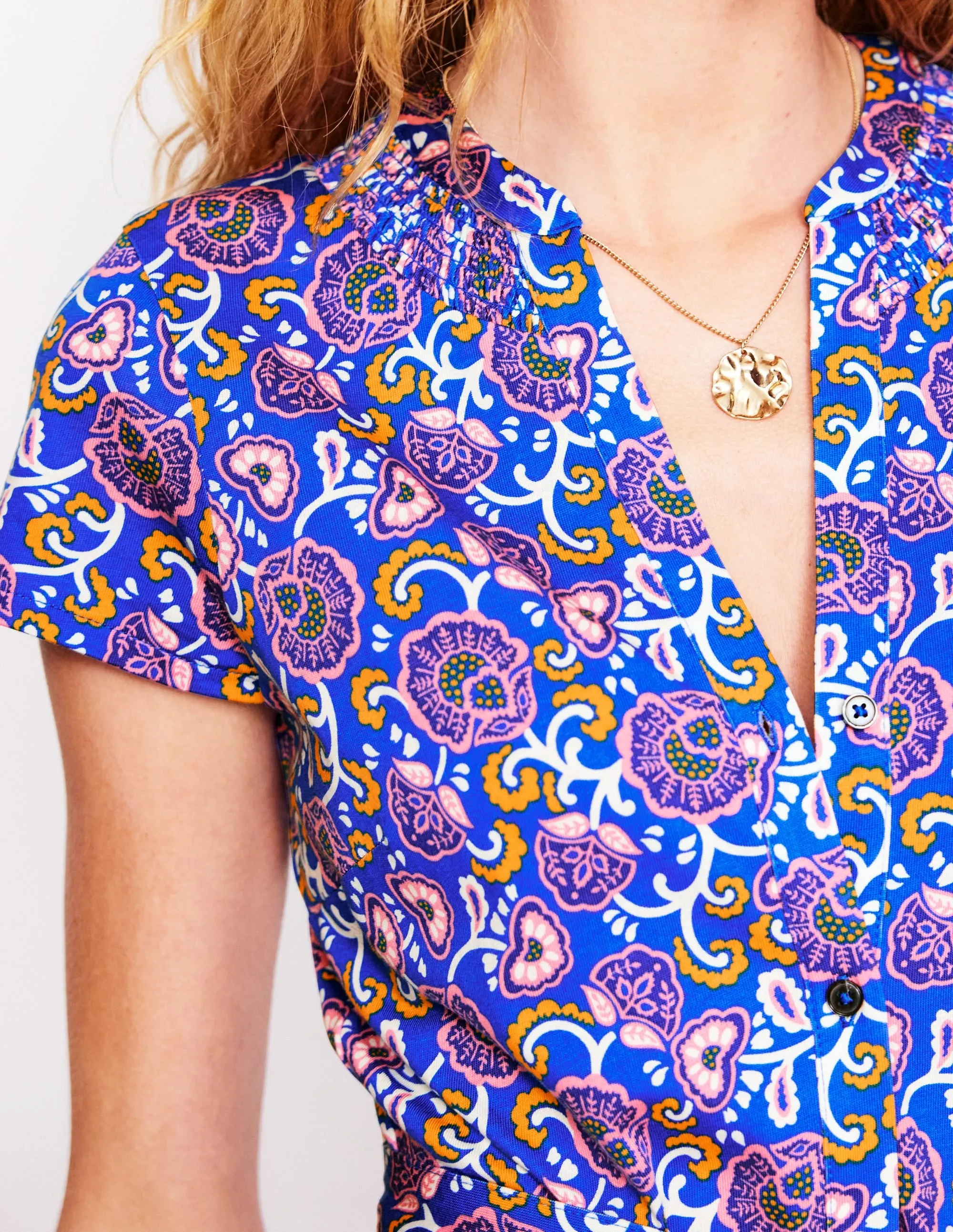 Sara Jersey Shirt Dress-Gallery Blue. Garden Vine