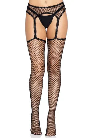 Scalloped Trim Diamond Net Pantyhose