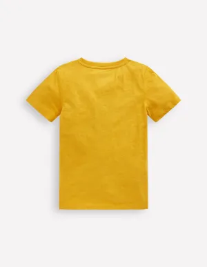 Short Sleeve Henley T-Shirt-Yellow