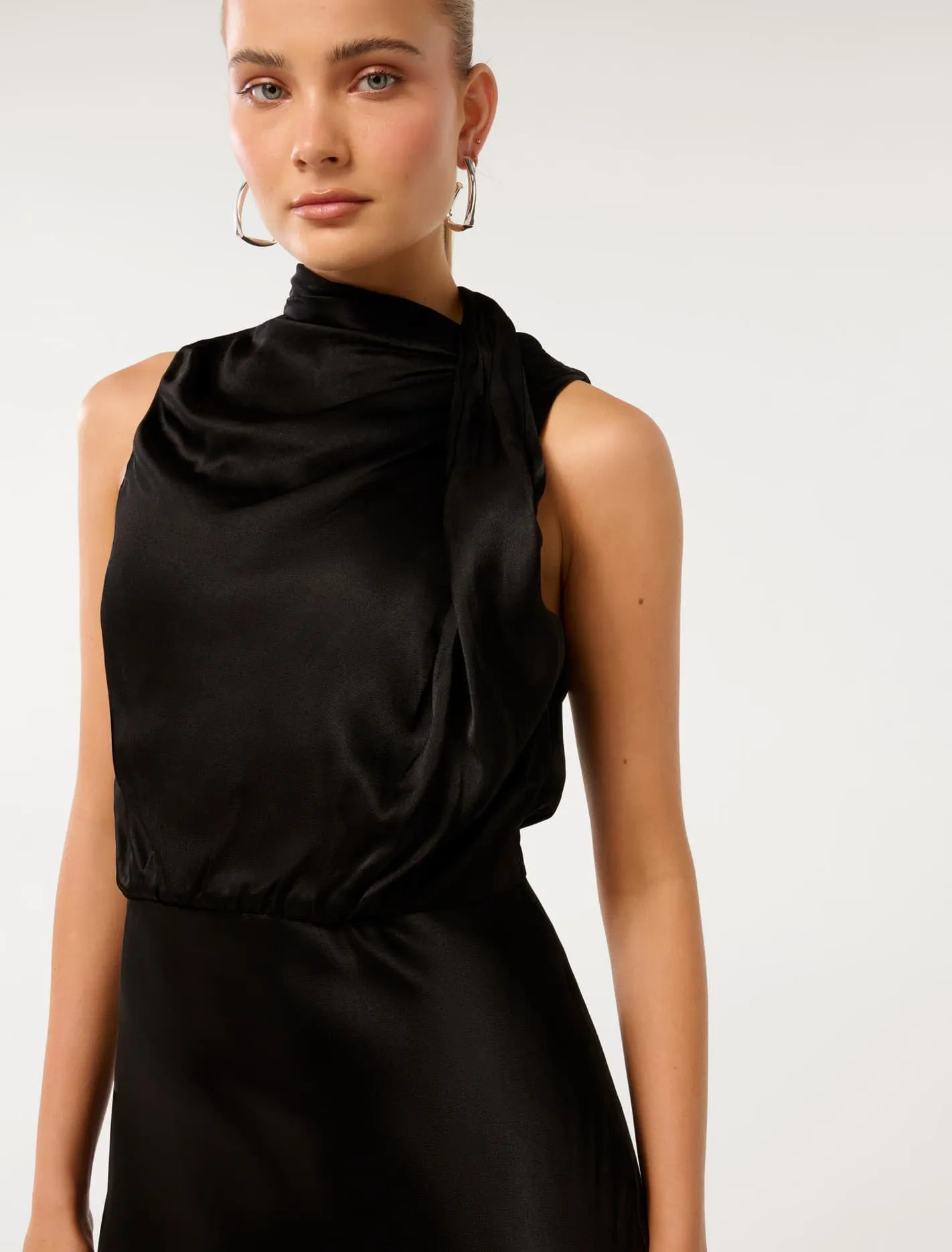 Sienna High Neck Satin Maxi Dress