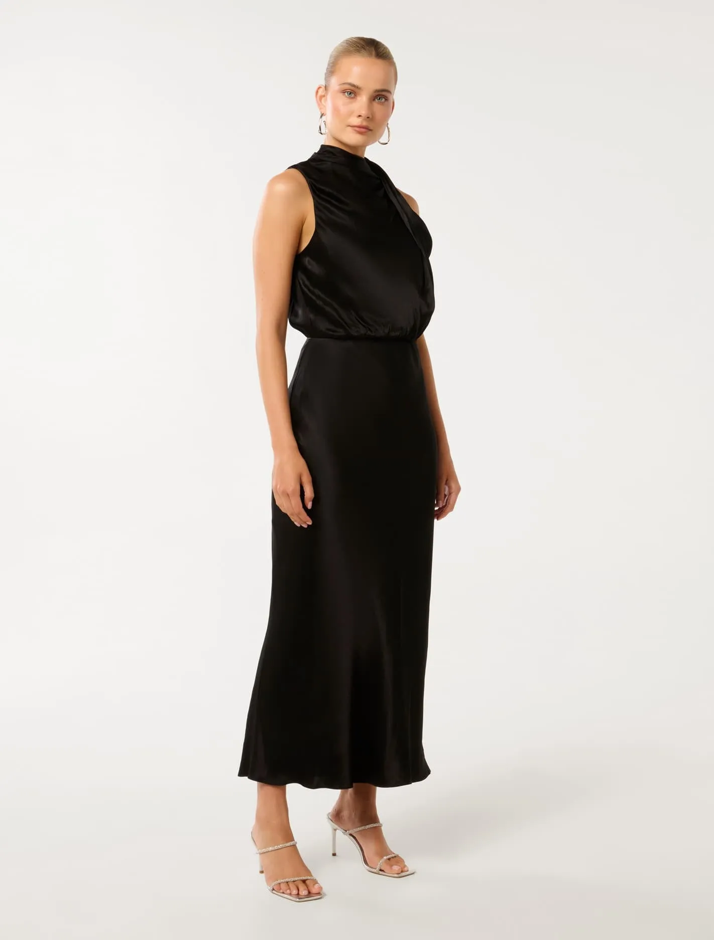 Sienna High Neck Satin Maxi Dress