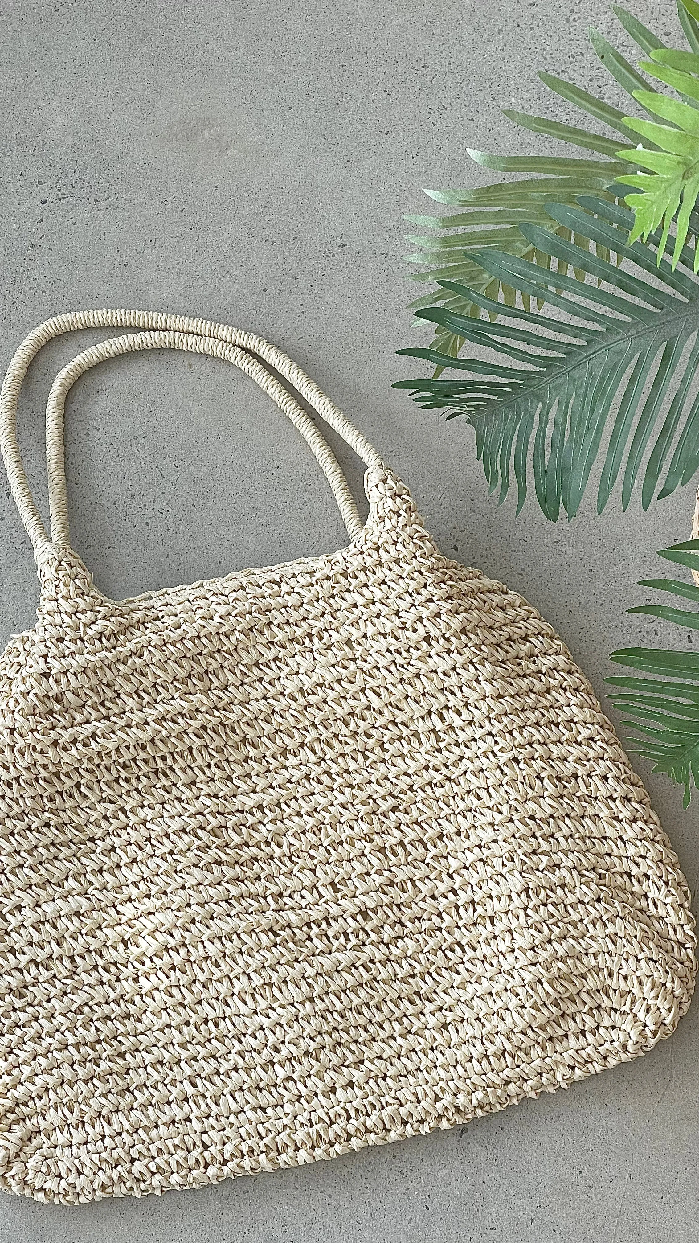 Solana Summer Tote Bag - Beige Straw