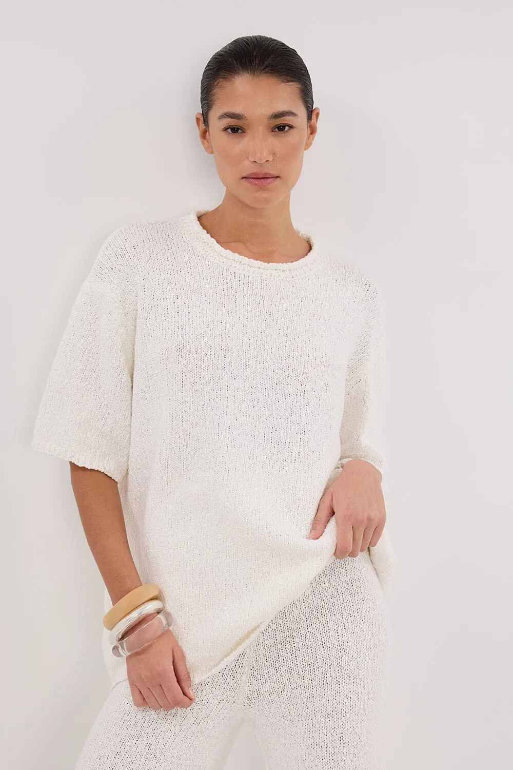 SUE OFF WHITE KNIT TEE