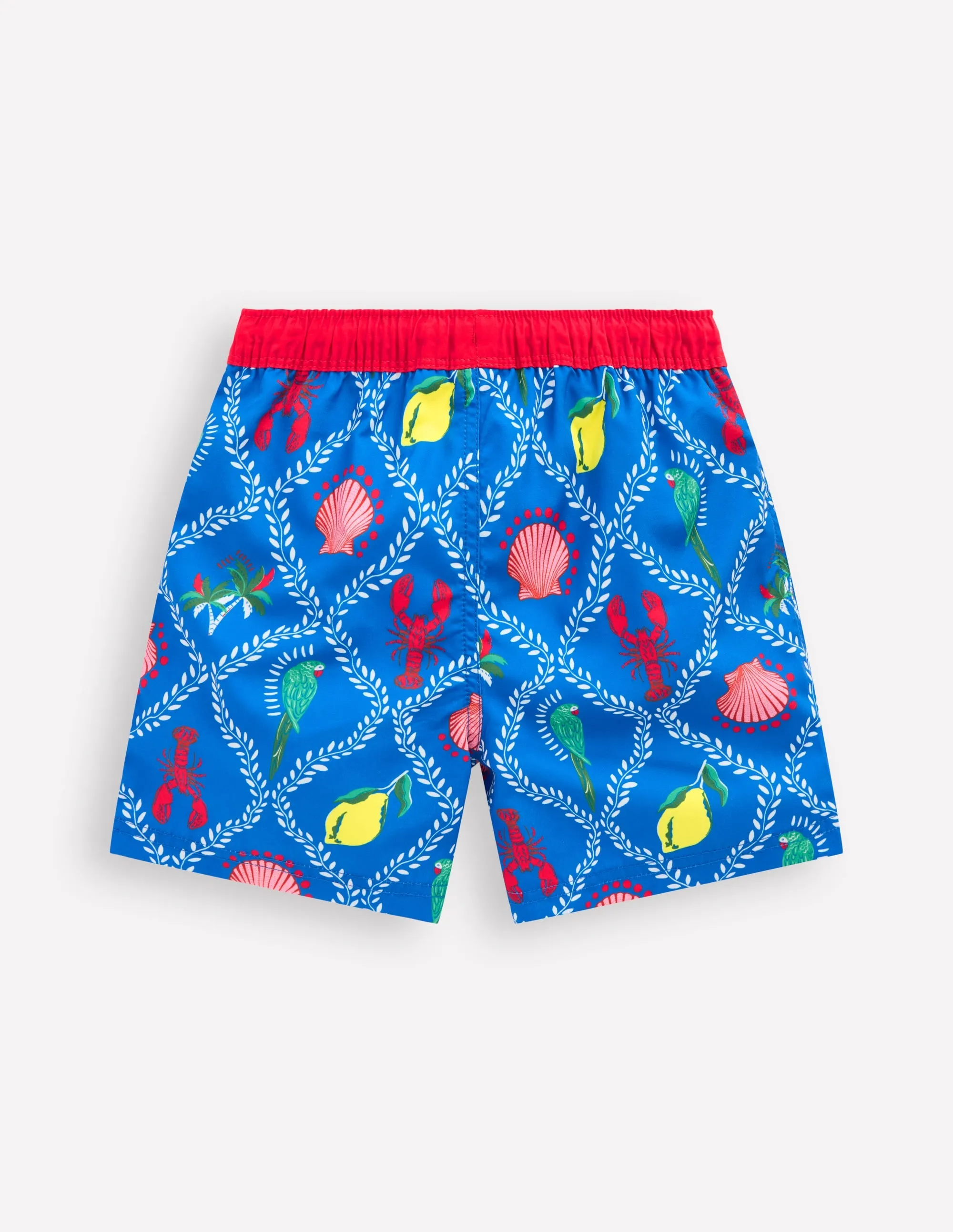 Swim Shorts-Bright Blue Tropical Tile