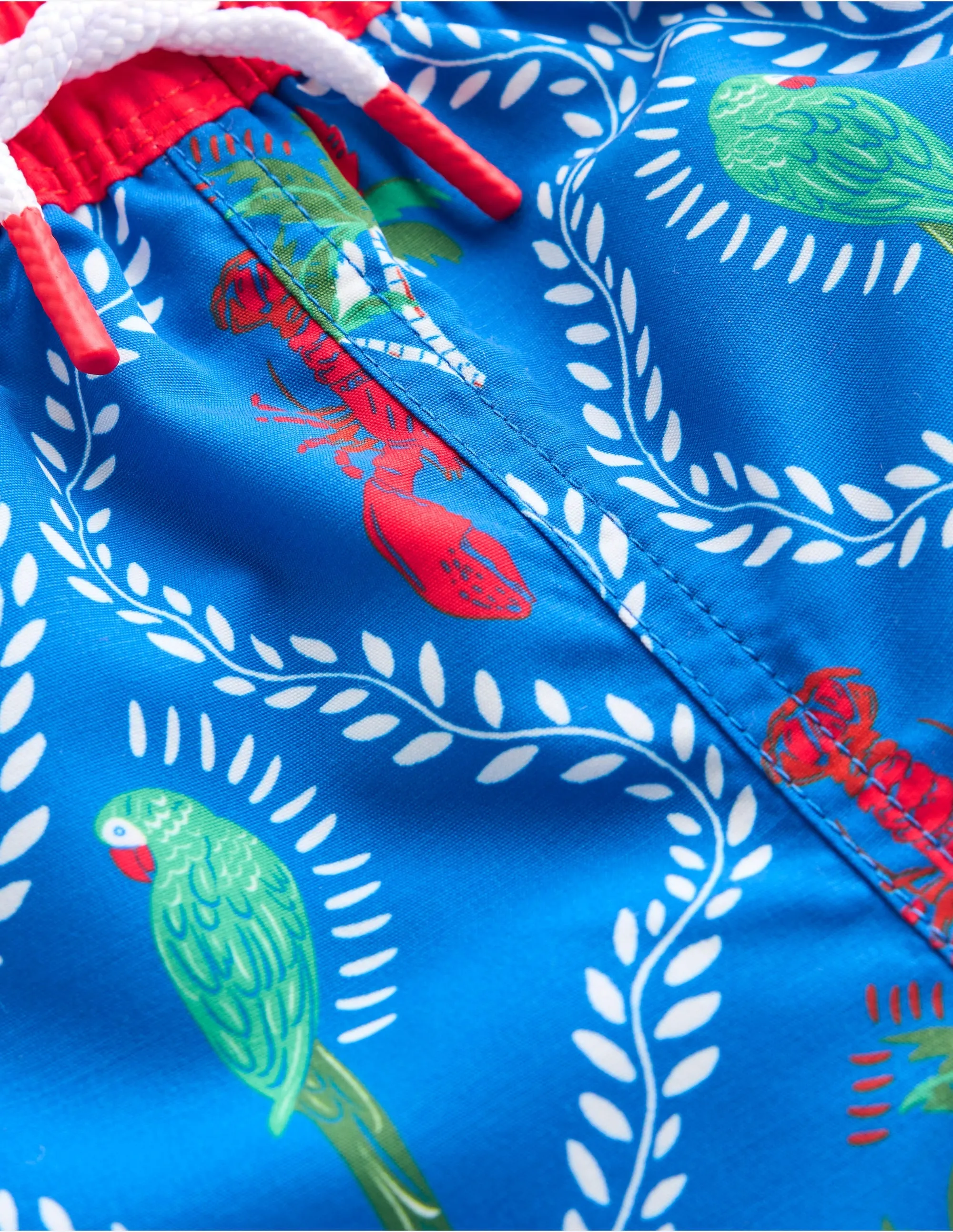Swim Shorts-Bright Blue Tropical Tile