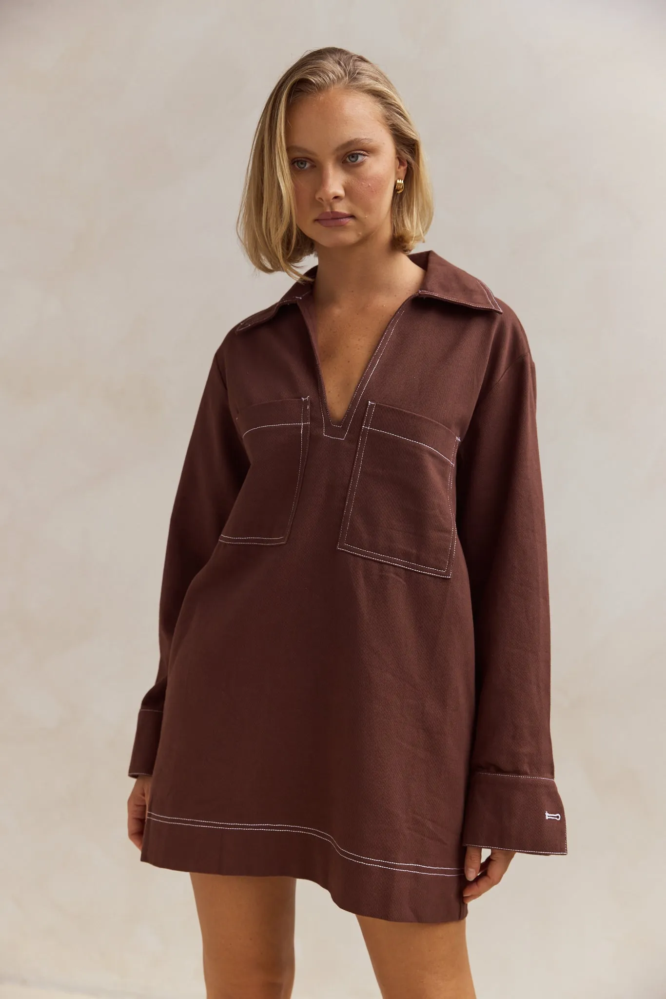 Tara Long Sleeve Dress (Chocolate)