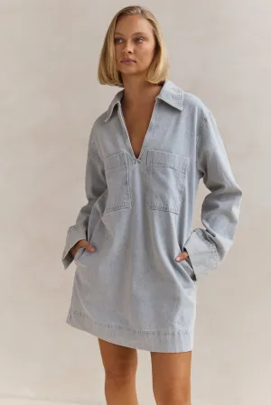 Tara Long Sleeve Dress (Light Blue)
