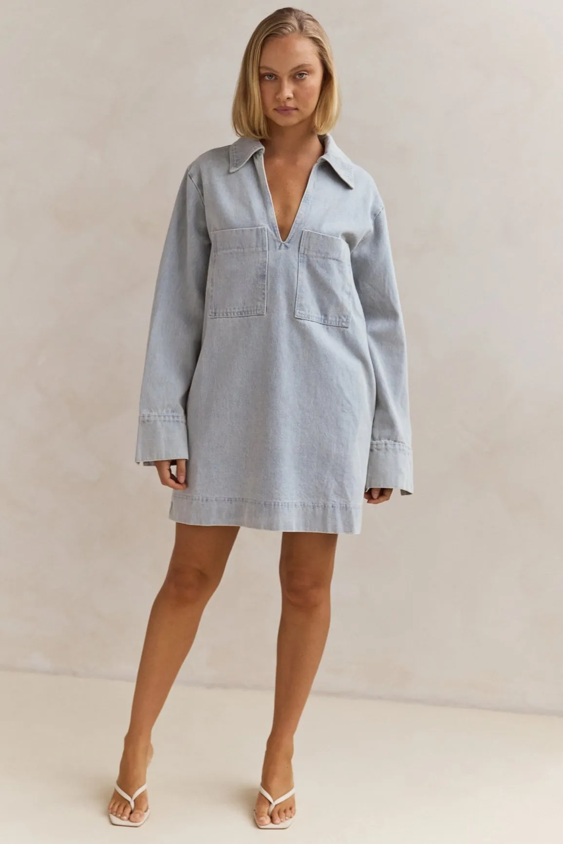 Tara Long Sleeve Dress (Light Blue)
