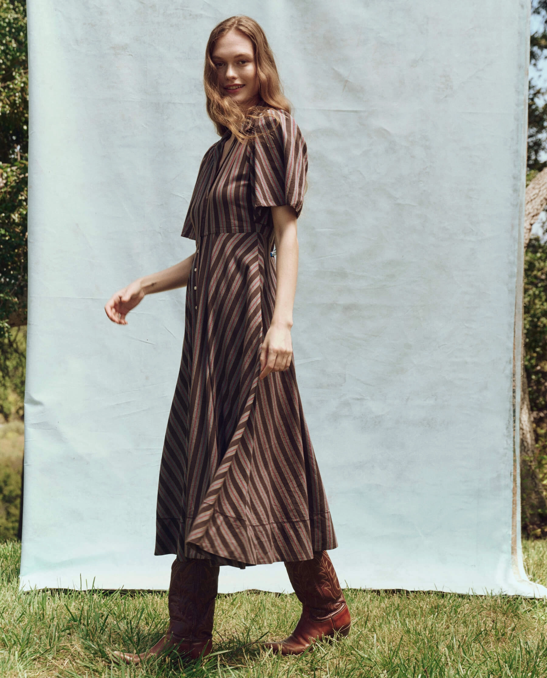 The Bridge Dress. -- Black Frontier Stripe