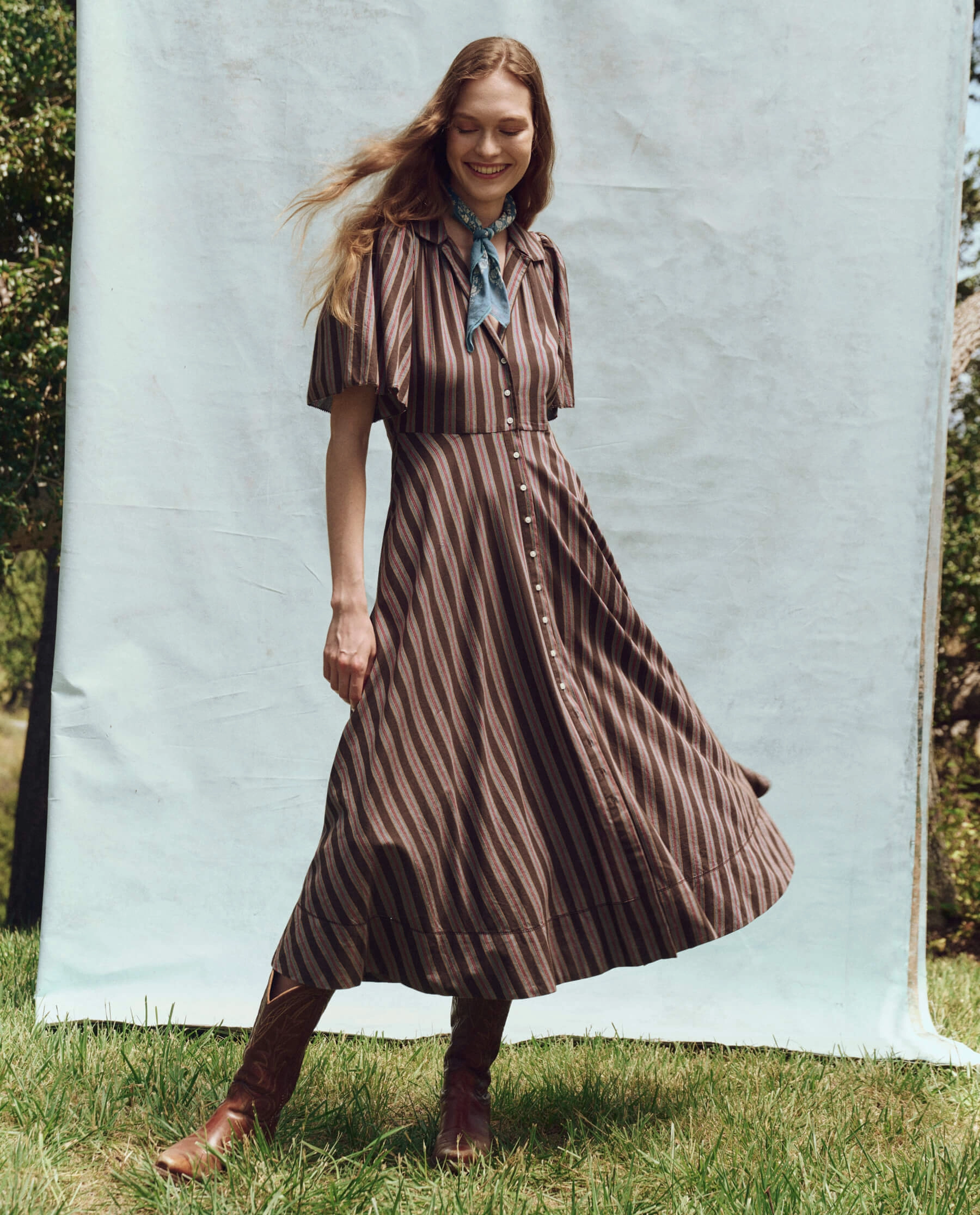 The Bridge Dress. -- Black Frontier Stripe