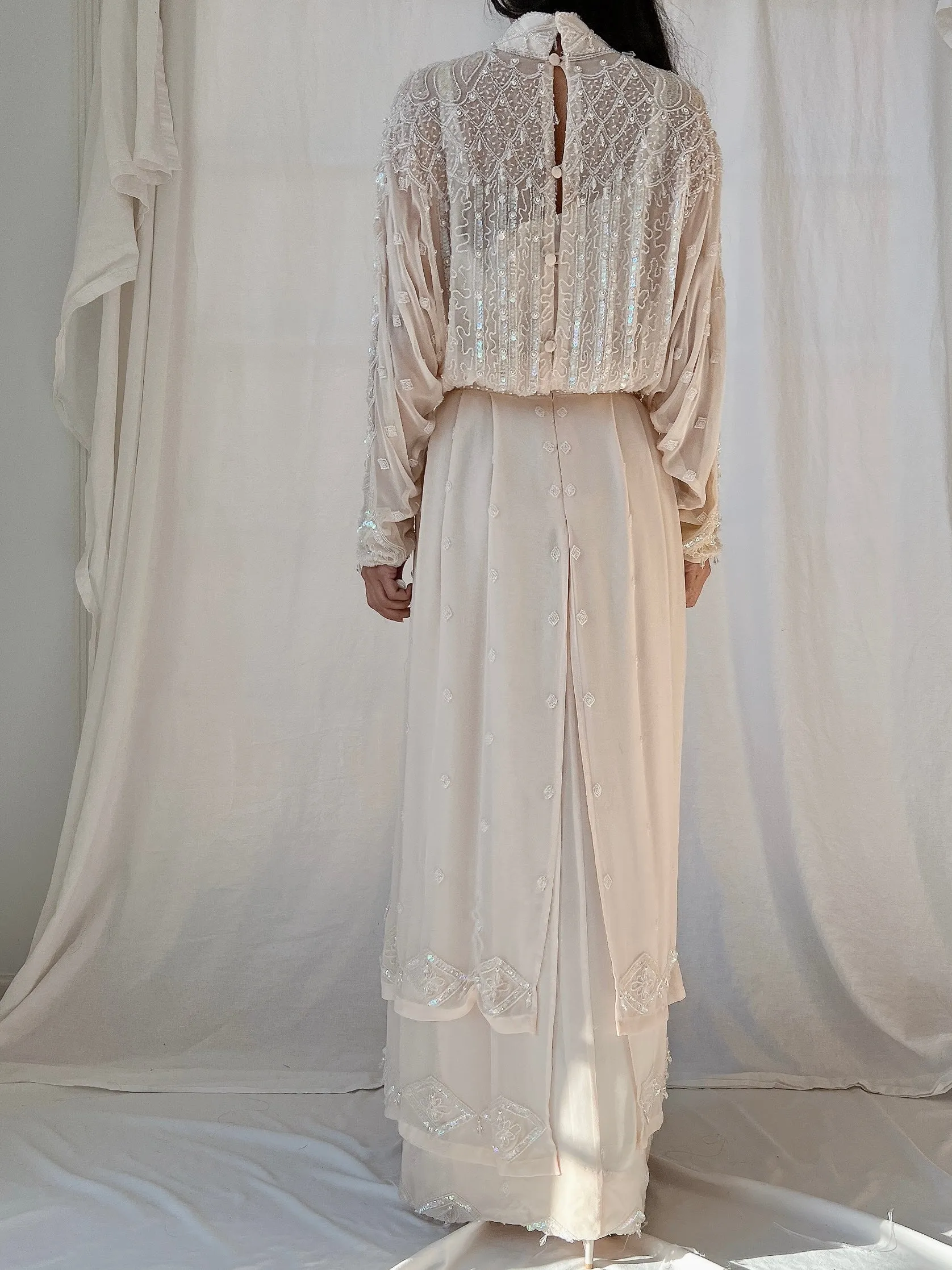 Vintage Silk High Neck Gown - S/4