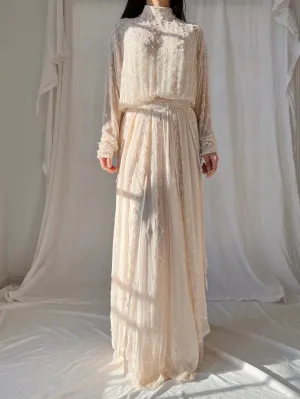 Vintage Silk High Neck Gown - S/4