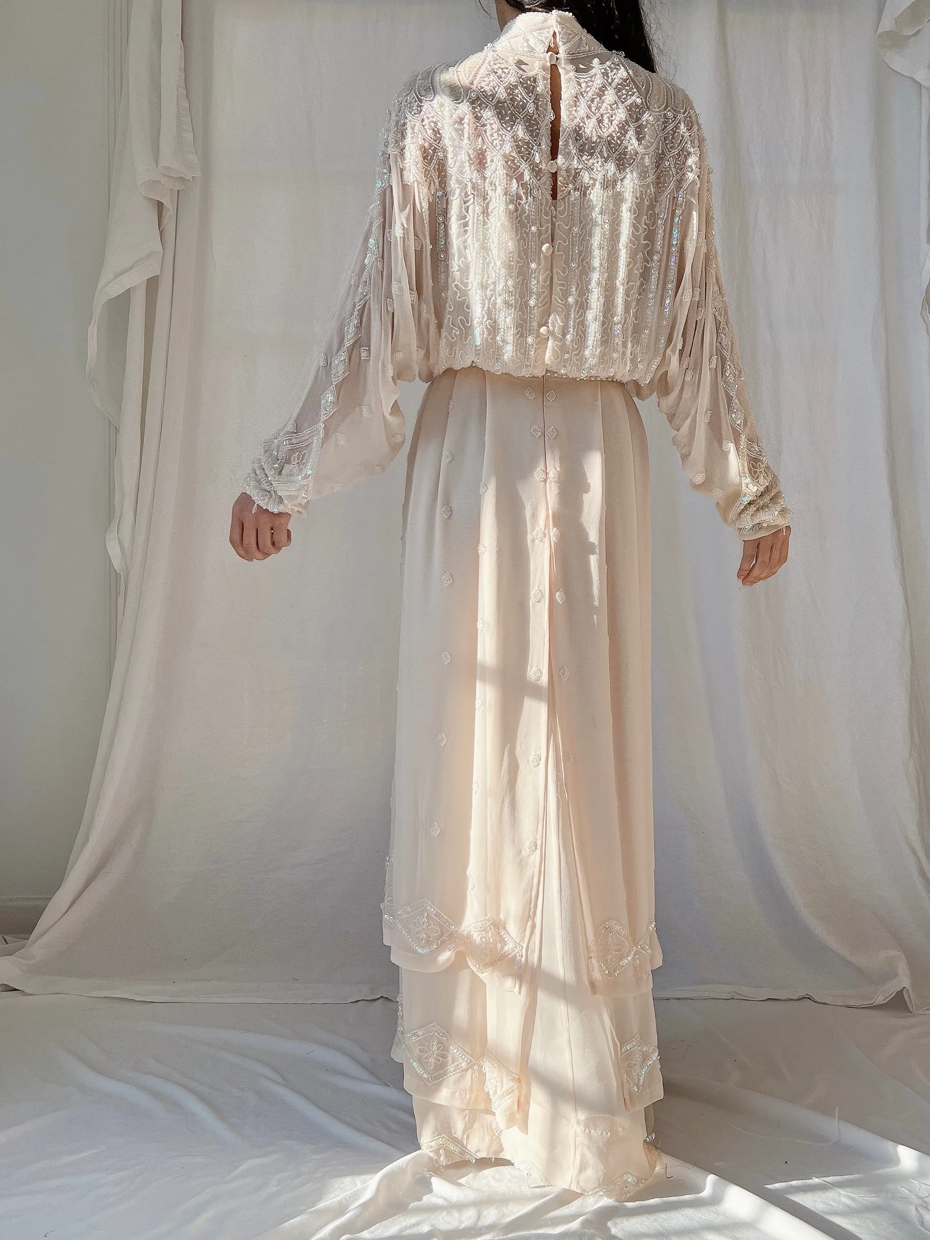 Vintage Silk High Neck Gown - S/4