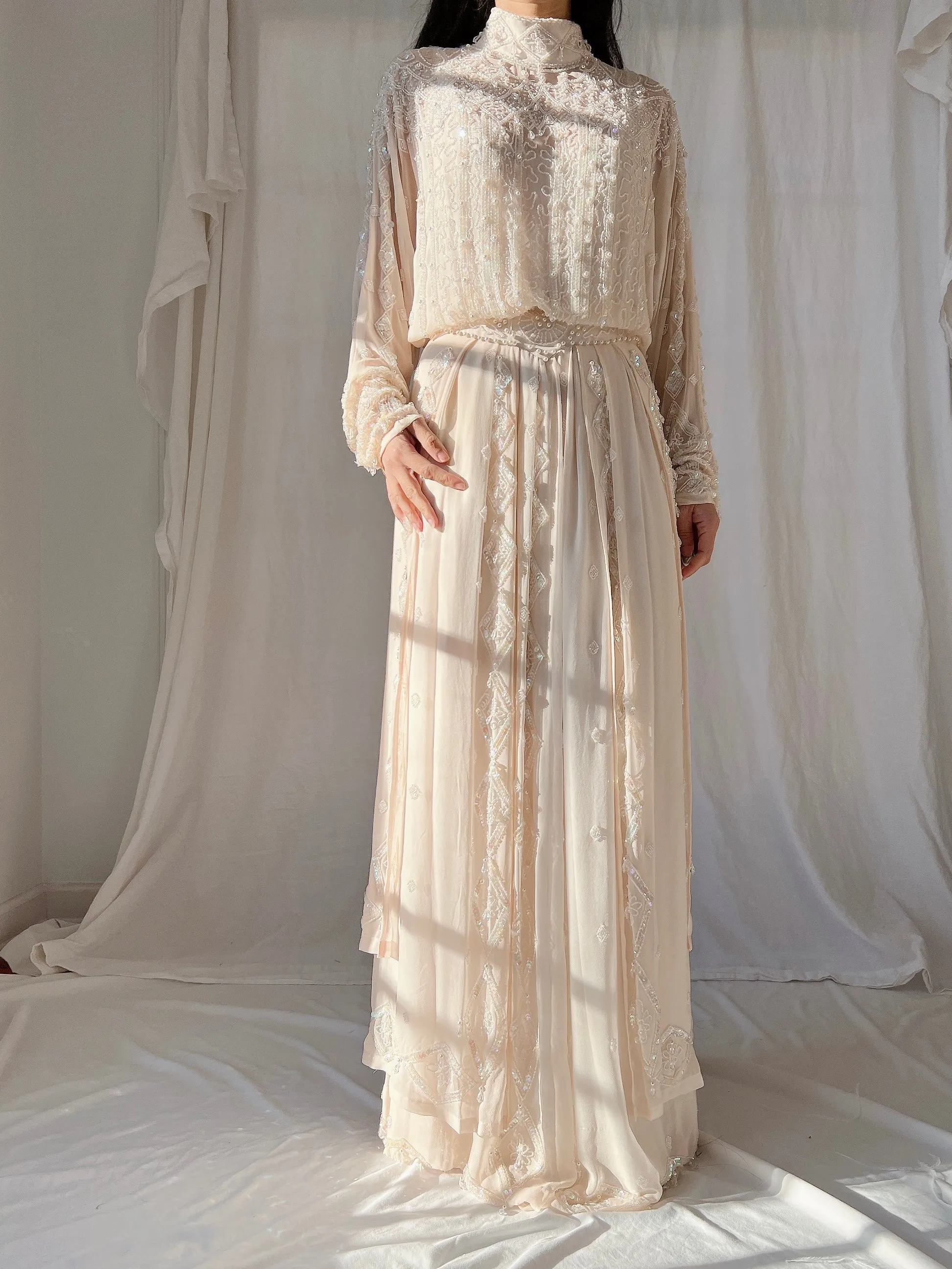 Vintage Silk High Neck Gown - S/4