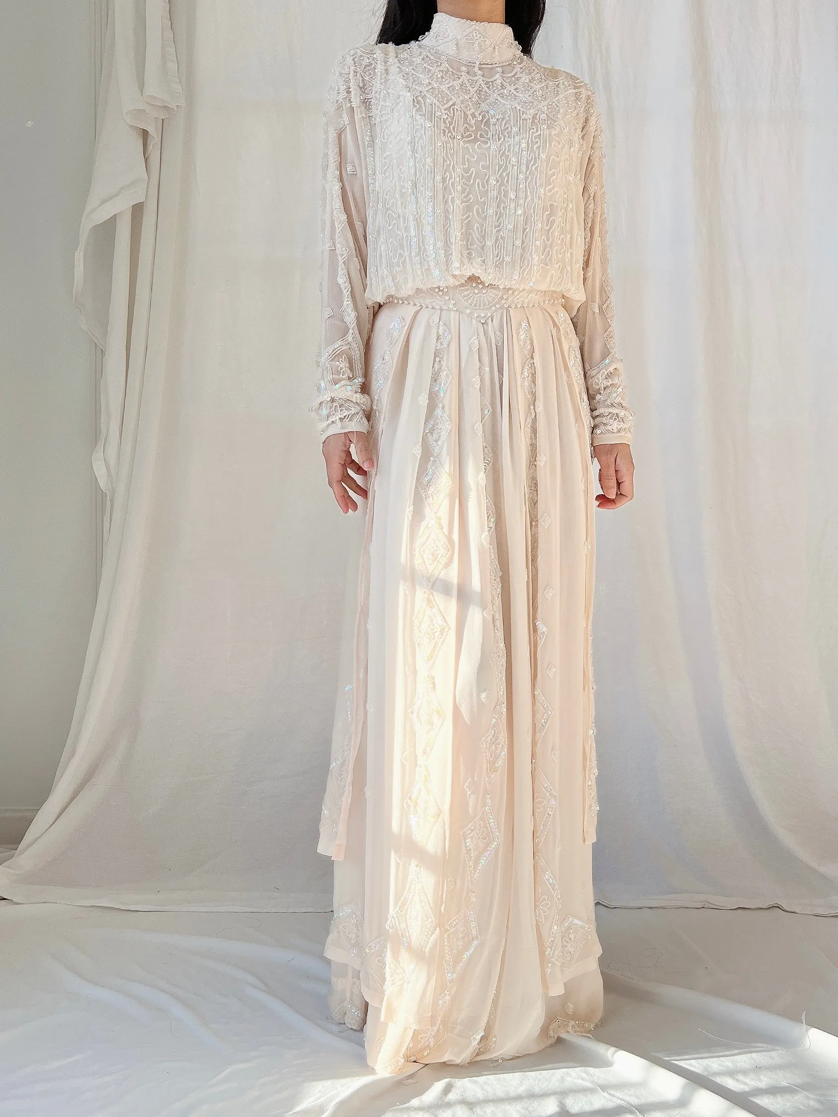 Vintage Silk High Neck Gown - S/4