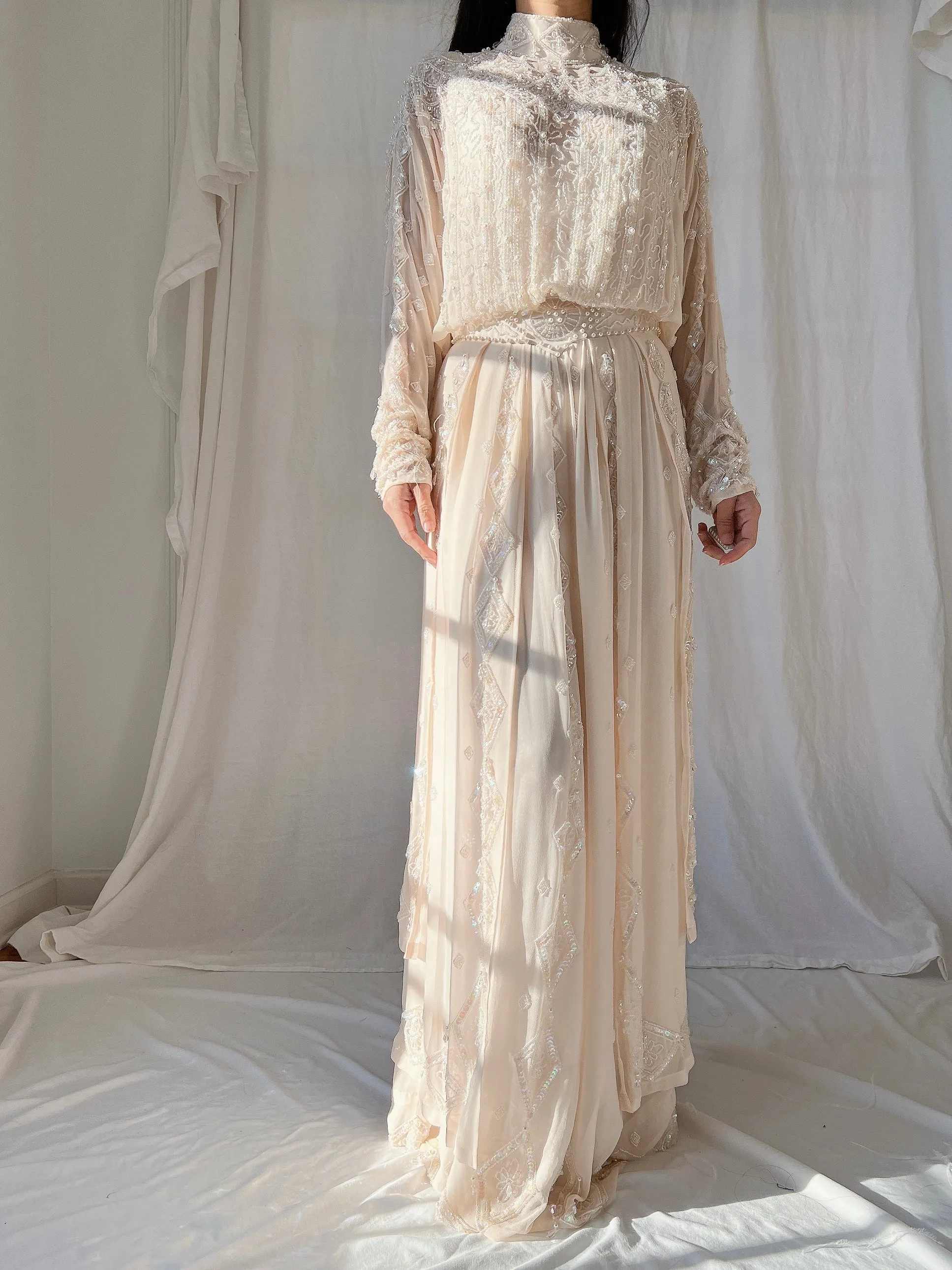 Vintage Silk High Neck Gown - S/4