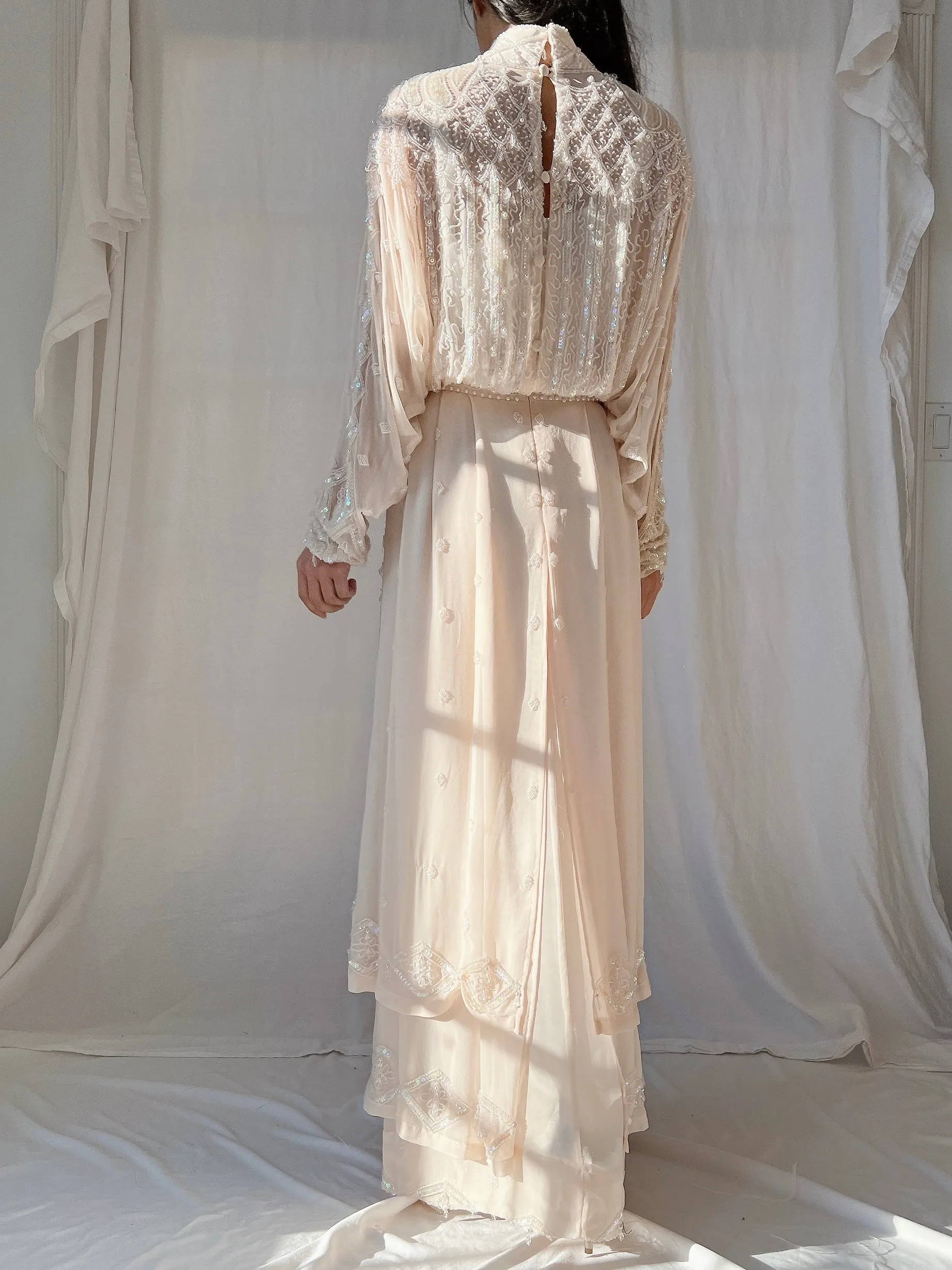 Vintage Silk High Neck Gown - S/4