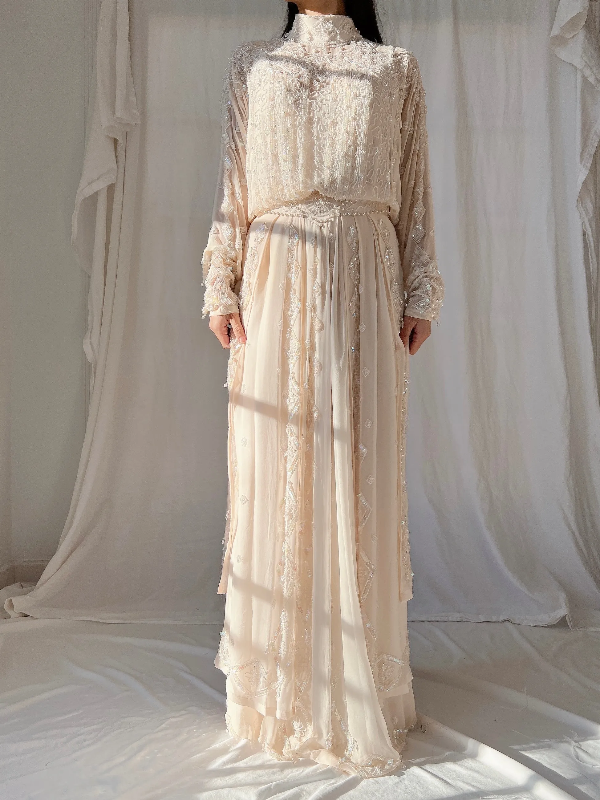Vintage Silk High Neck Gown - S/4