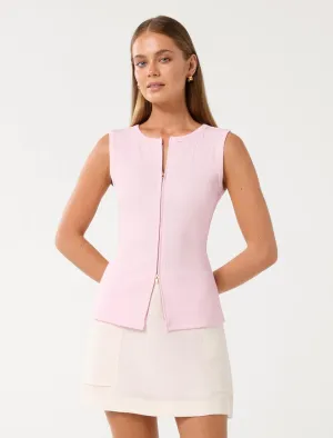 Violet Zip Front Rib Top