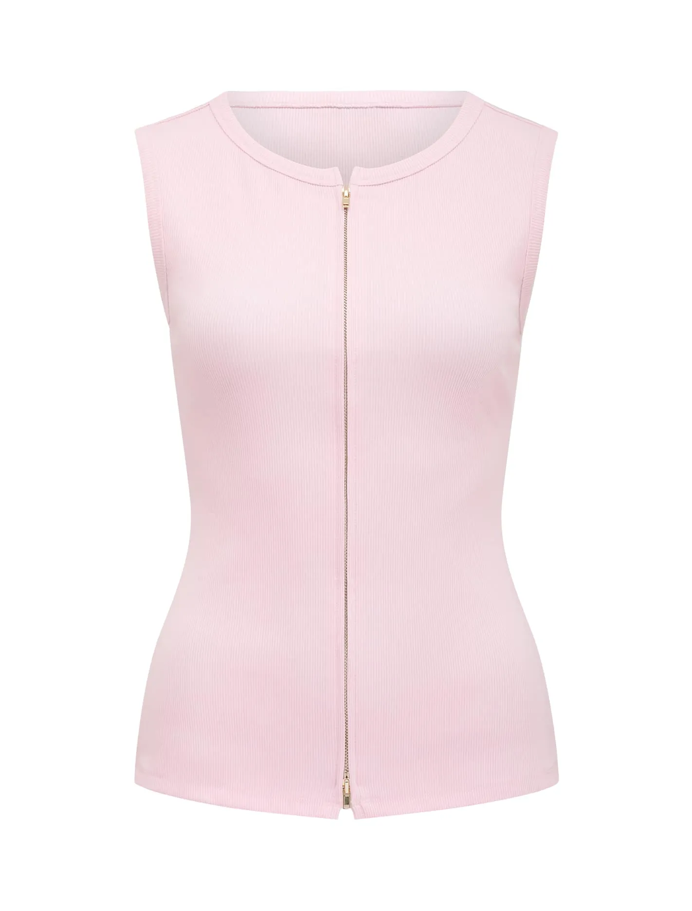 Violet Zip Front Rib Top