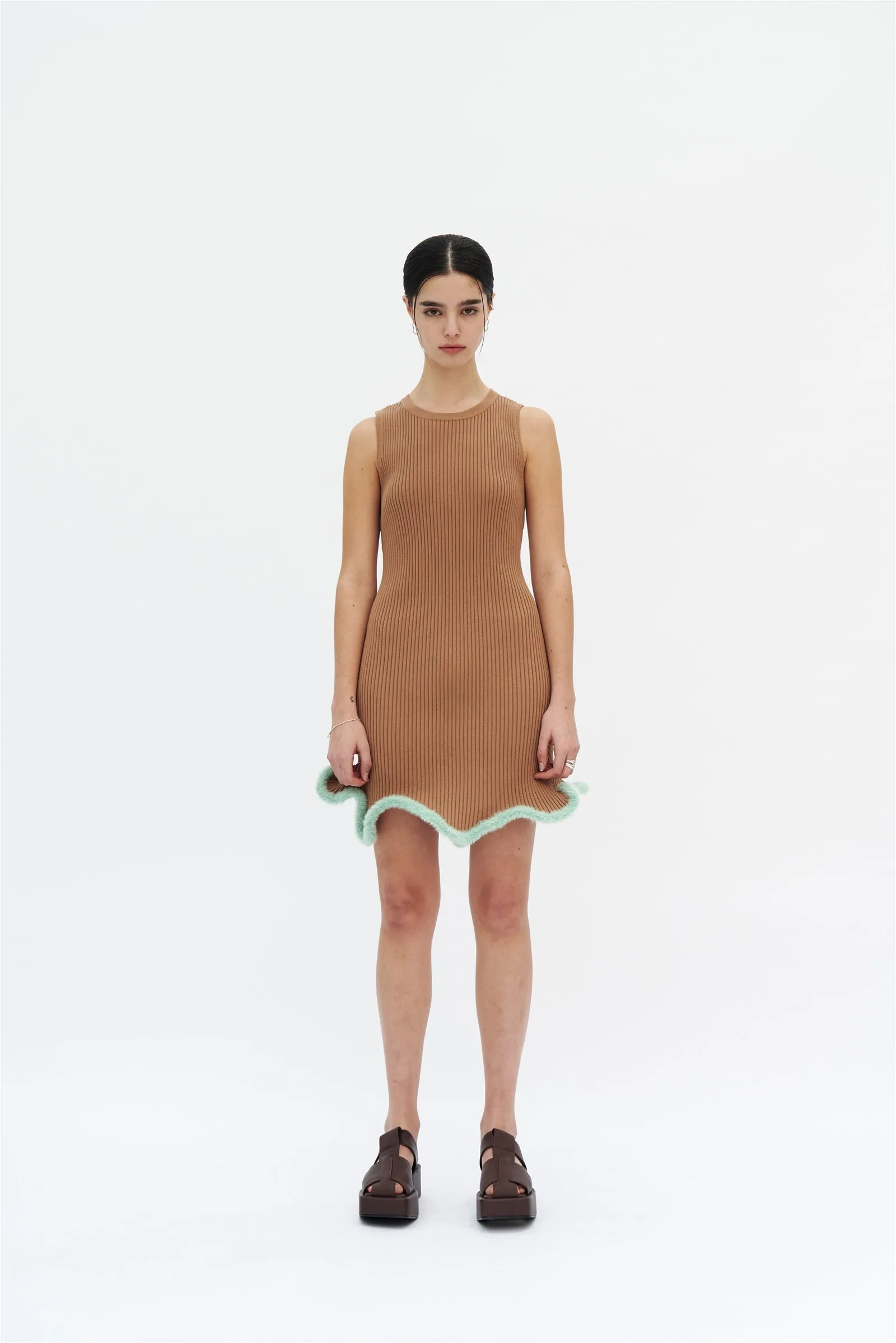 XENA 3D WAVY MINI TANK DRESS